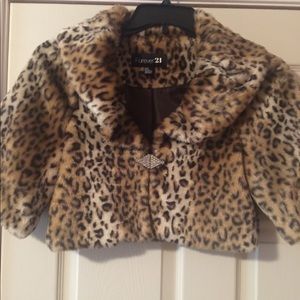 Leopard fur dressy crop jacket.